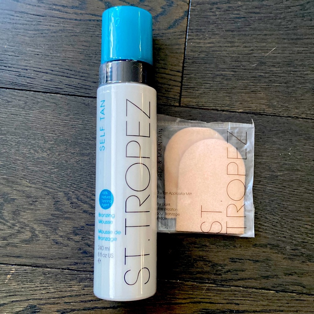 St Tropez Self Tan Bronzing Mousse - New, Sealed. C/W 2 Tan Applicator Mitt Face